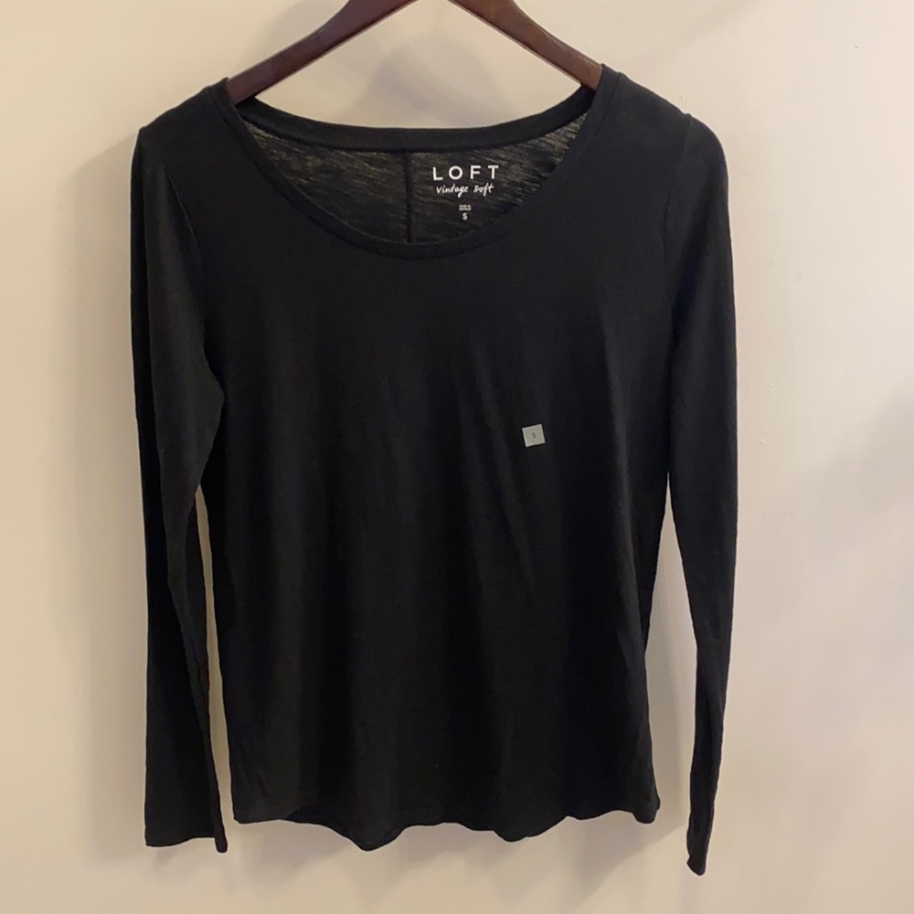 Loft. Vintage Soft Black Long Sleeve Tee. Small.